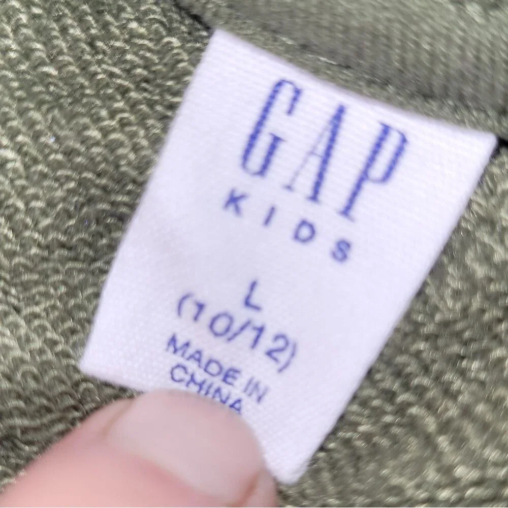 Gap Size Large 10/12 Boys Green Blue White Crew Neck Sweater with Stripes